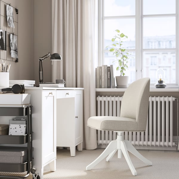 ROSENTORP - Swivel chair, white/Kilanda beige