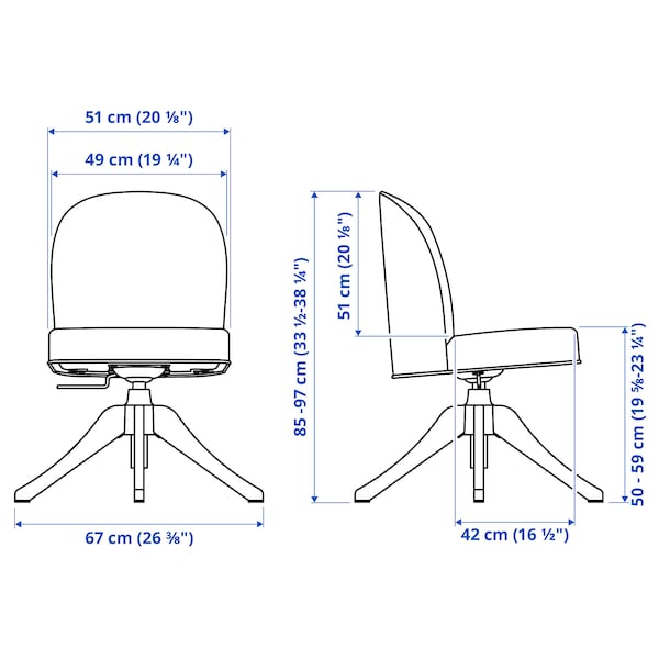 ROSENTORP swivel chair, white/Kilanda light beige, 67 cm