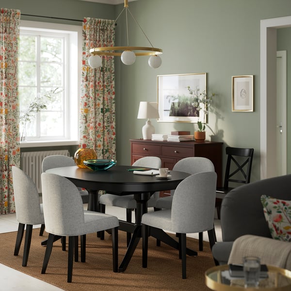 ROSENTORP chair, Tibbleby beige-grey/black, 49x88x52 cm