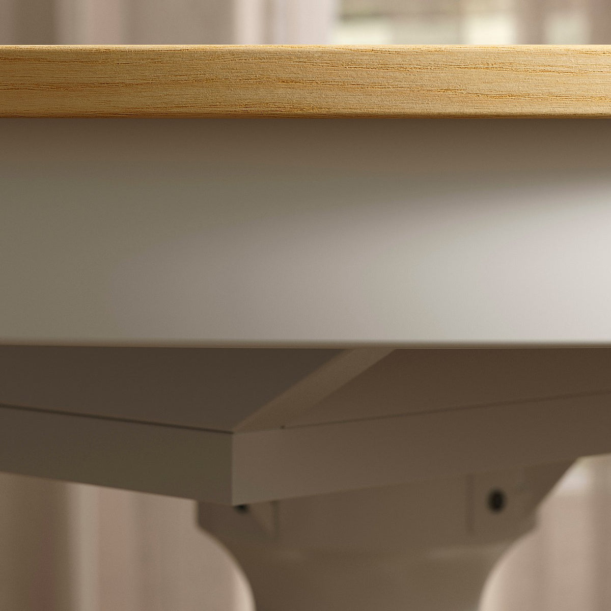 ROSENTORP extendable table, ash veneer/white, 110/155 cm