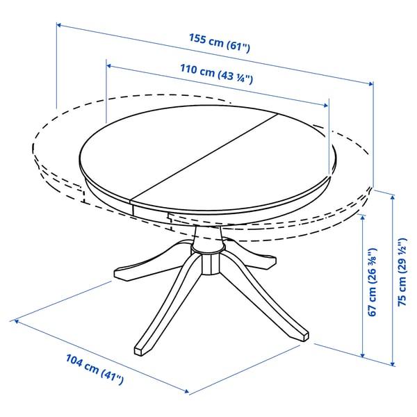 ROSENTORP extending table, black, 110/155 cm