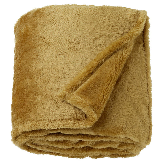 ROSTLÖNN throw, yellow-brown, 130x170 cm