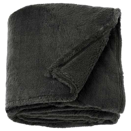 ROSTLÖNN throw, anthracite, 130x170 cm