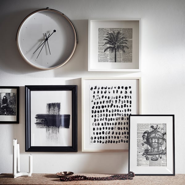 ROTBLÖTA wall clock, ash veneer/light grey, 42 cm