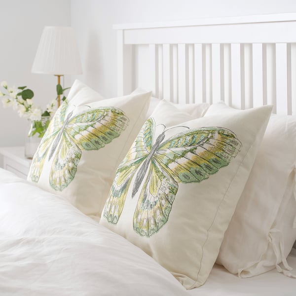 ROTFJÄRIL cushion cover, natural/multicolour