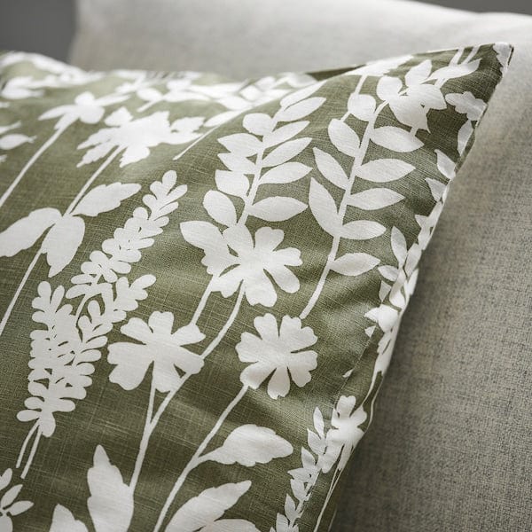 ROTVECKLARE - Cushion cover, grey-green/white, 50x50 cm