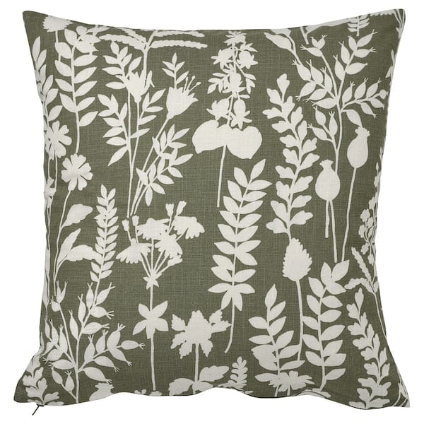 ROTVECKLARE - Cushion cover, grey-green/white, 50x50 cm