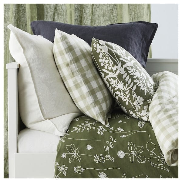 ROTVECKLARE - Cushion cover, grey-green/white, 50x50 cm