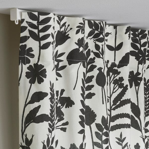 Ikea ROTVECKLARE - Curtain, 2 sheets, white/anthracite,145x300 cm