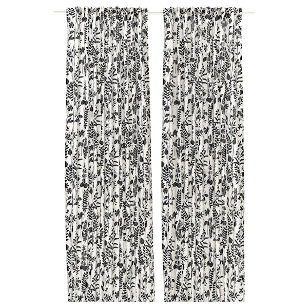 Ikea ROTVECKLARE - Curtain, 2 sheets, white/anthracite,145x300 cm