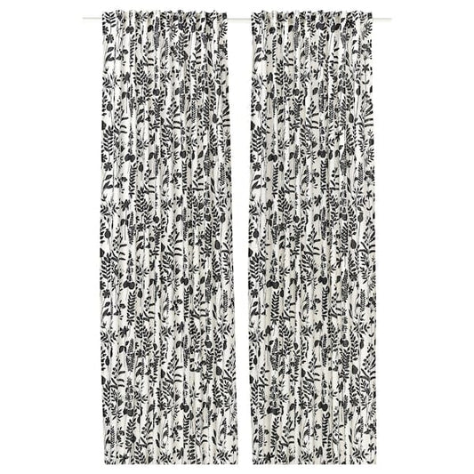 Ikea ROTVECKLARE - Curtain, 2 sheets, white/anthracite,145x300 cm