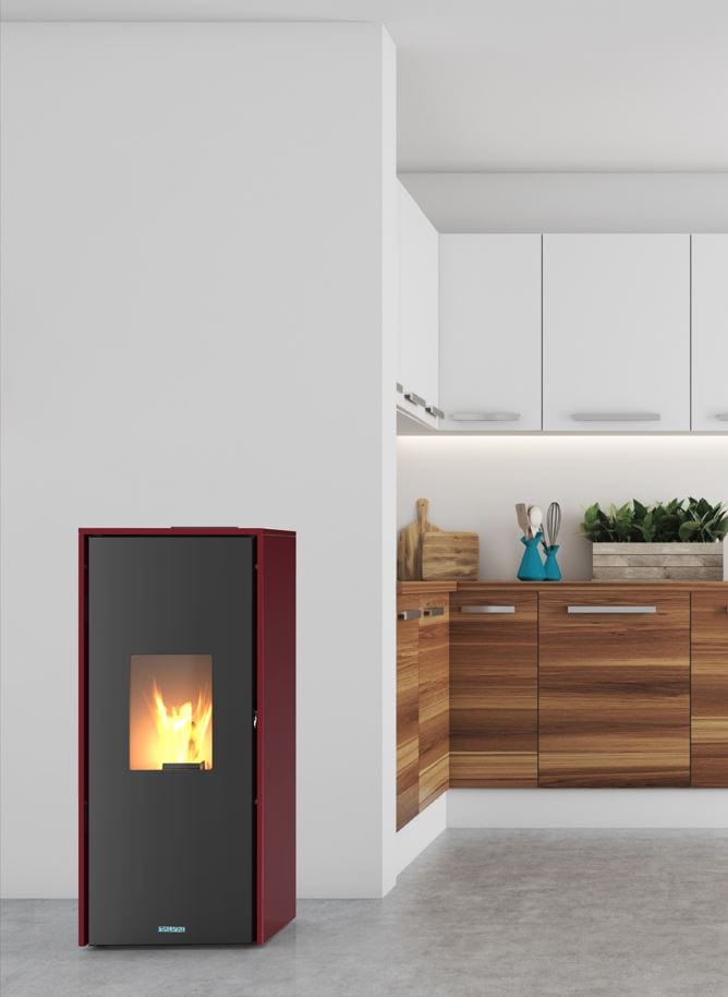 Bricocenter PELLET STOVE ROVIGO 10 -KW 9.9 BURGUNDY COLOR