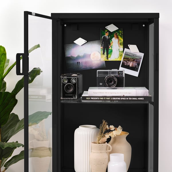 RUDSTA glass-door cabinet, anthracite, 42x37x155 cm