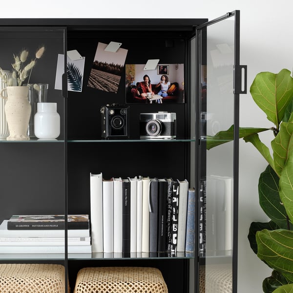 RUDSTA glass-door cabinet, anthracite, 80x37x120 cm
