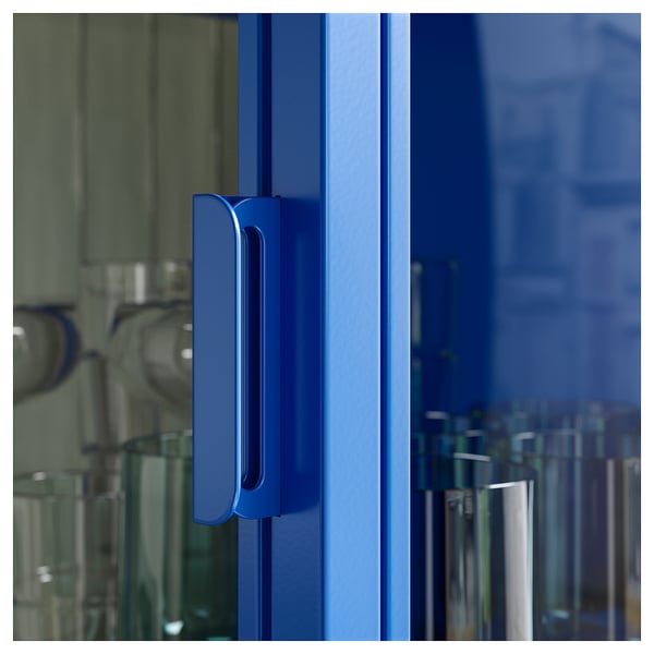 RUDSTA glass-door cabinet, blue, 42x37x155 cm