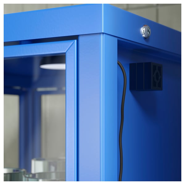 RUDSTA glass-door cabinet, blue, 42x37x155 cm