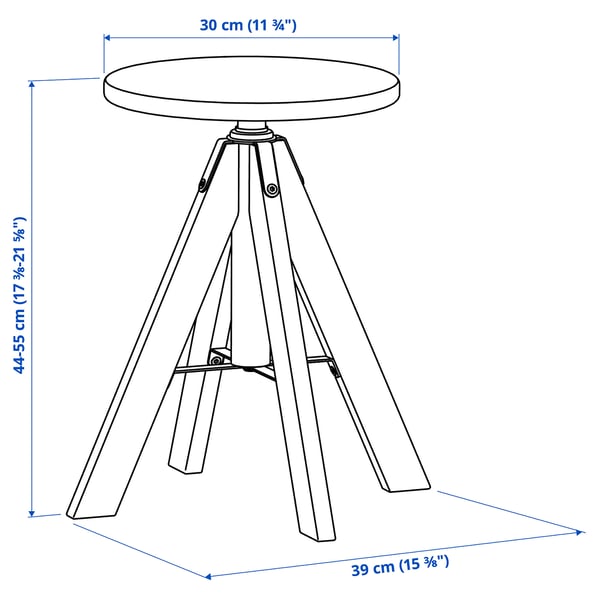 RUDSTORP stool, black, 44-55 cm