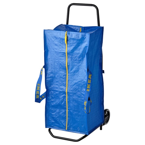 RULLEBÖR / FRAKTA trolley with trunk, black/blue