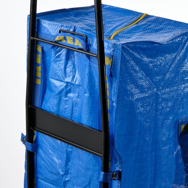 RULLEBÖR / FRAKTA trolley with trunk, black/blue