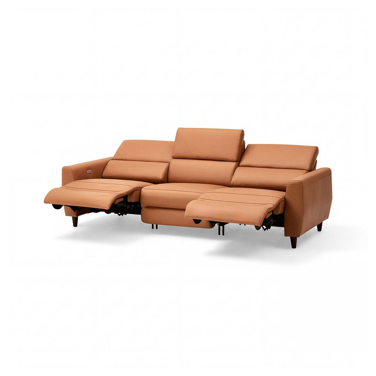RULLERUM 3-seat sofa w 2 electric recliners, Grann/Bomstad golden-brown, 259x98x94 cm