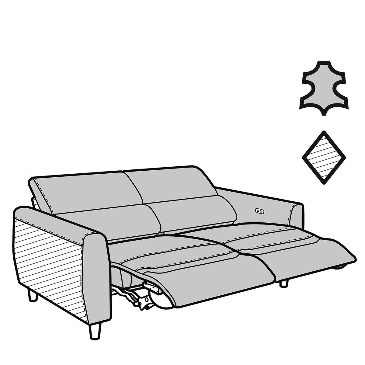 RULLERUM 4-seat sofa w 2 electric recliners, Grann/Bomstad golden-brown, 259x98x94 cm
