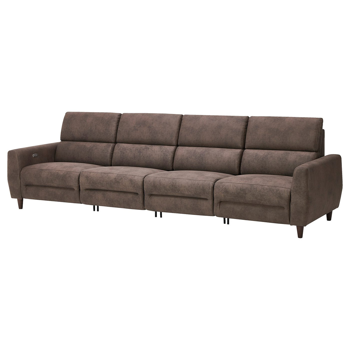 RULLERUM 4-seat sofa w 2 electric recliners, Tornarp dark grey-brown, 259x98x94 cm