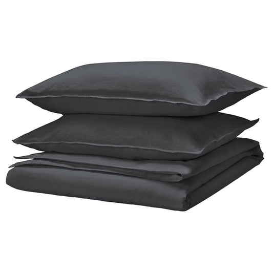 RUNDHAGTORN - RUNDHAGTORN Duvet cover and 2 pillowcases, anthracite, 240x220/50x80 cm