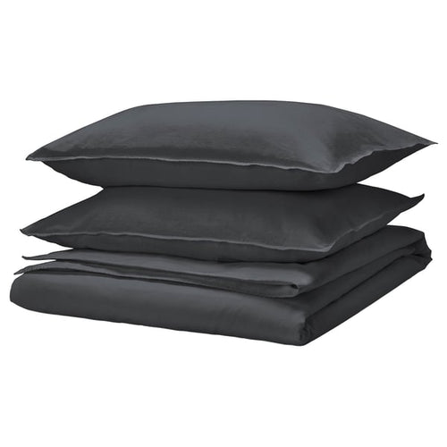 RUNDHAGTORN - Duvet cover and 2 pillowcases, anthracite,240x220/50x80 cm