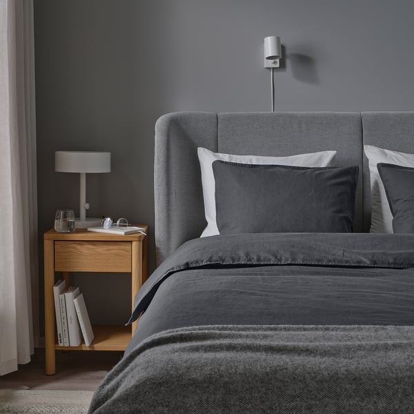 RUNDHAGTORN - RUNDHAGTORN Duvet cover and 2 pillowcases, anthracite, 240x220/50x80 cm