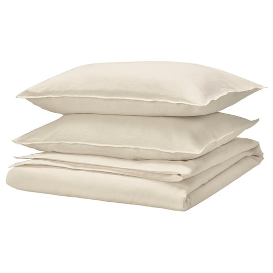 RUNDHAGTORN - RUNDHAGTORN Duvet cover and 2 pillowcases, beige, 240x220/50x80 cm
