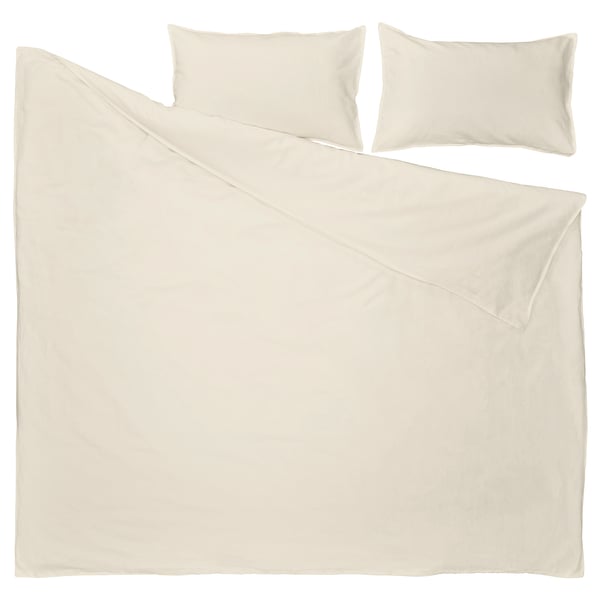 RUNDHAGTORN - RUNDHAGTORN Duvet cover and 2 pillowcases, beige, 240x220/50x80 cm