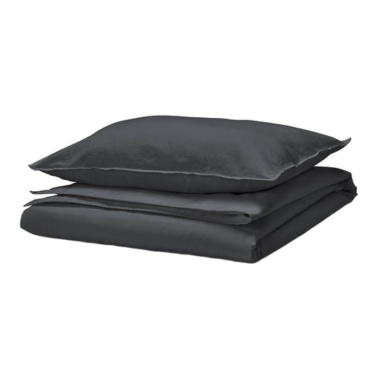 RUNDHAGTORN - RUNDHAGTORN Duvet cover and pillowcase, anthracite, 150x200/50x80 cm