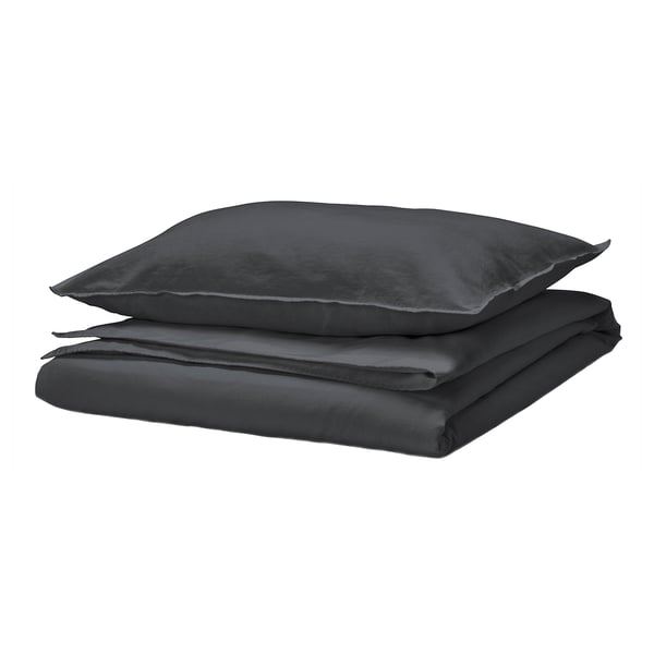 RUNDHAGTORN - Duvet cover and pillowcase, anthracite,150x200/50x80 cm