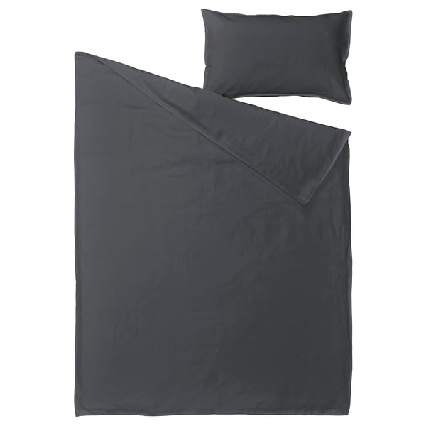 RUNDHAGTORN - RUNDHAGTORN Duvet cover and pillowcase, anthracite, 150x200/50x80 cm