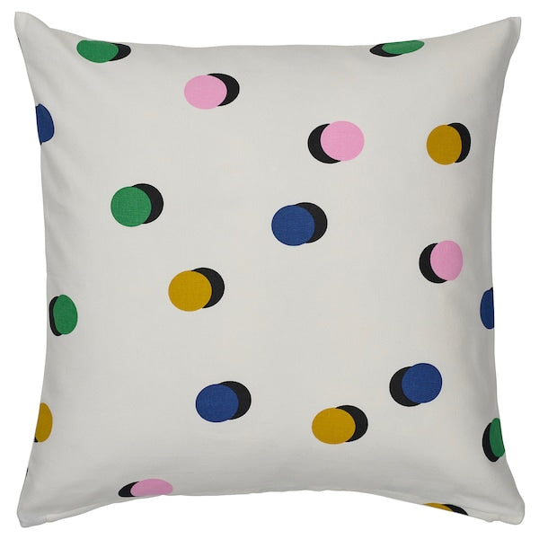 RUNDKRASSING - Cushion cover, white multicolour/dot pattern, 50x50 cm