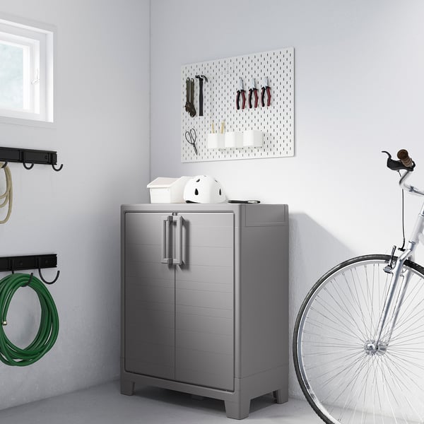 RUNMARÖ cabinet with doors, dark grey indoor/outdoor, 80x44x100 cm