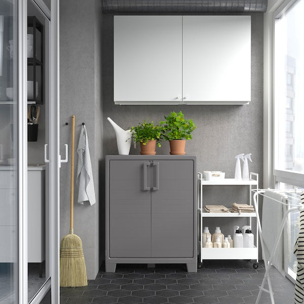 RUNMARÖ - Cabinet with doors, dark grey inside/outside, 80x44x100 cm , 80x44x100 cm