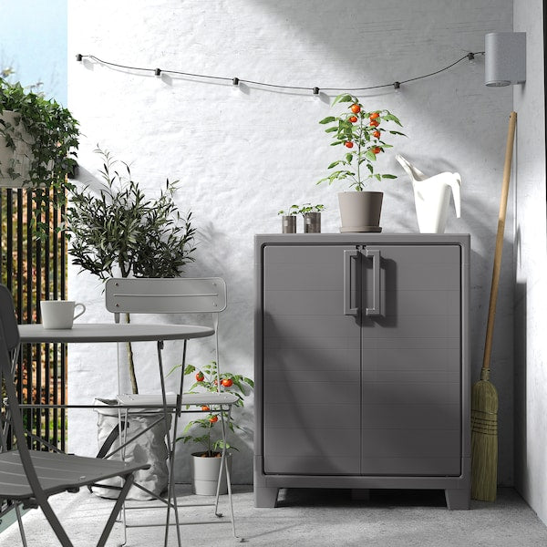 RUNMARÖ - Cabinet with doors, dark grey inside/outside, 80x44x100 cm , 80x44x100 cm