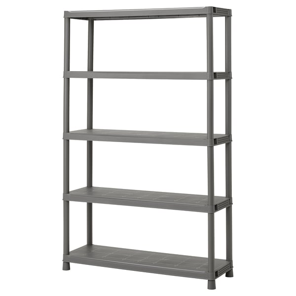 RUNMARÖ - Shelf, dark grey indoor/outdoor, 120x40x188 cm