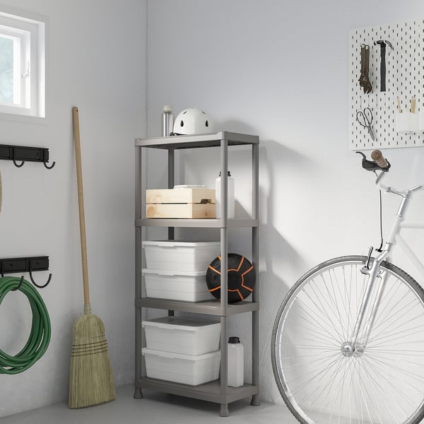 RUNMARÖ - Shelf, dark grey indoor/outdoor, 60x30x133 cm