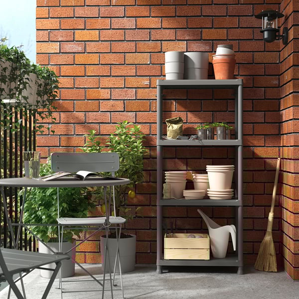 RUNMARÖ - Shelf, dark grey indoor/outdoor, 60x30x133 cm