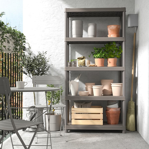 RUNMARÖ - Shelf, dark grey indoor/outdoor, 90x40x182 cm