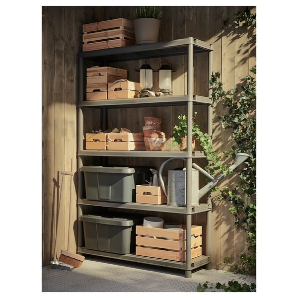 RUNMARÖ shelving unit, dark grey indoor/outdoor, 120x40x188 cm