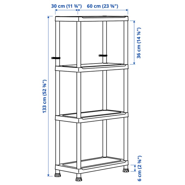 RUNMARÖ - Shelf, dark grey indoor/outdoor, 60x30x133 cm
