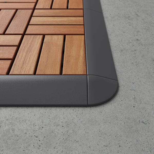 RUNNEN corner strip, outdoor floor decking, dark grey, 3x3 cm