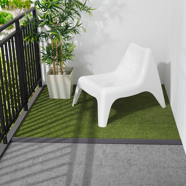 RUNNEN edging strip, outdoor floor decking, dark grey, 4 pack