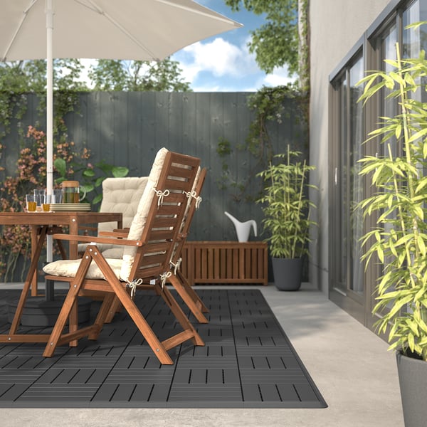 RUNNEN edging strip, outdoor floor decking, dark grey, 4 pack