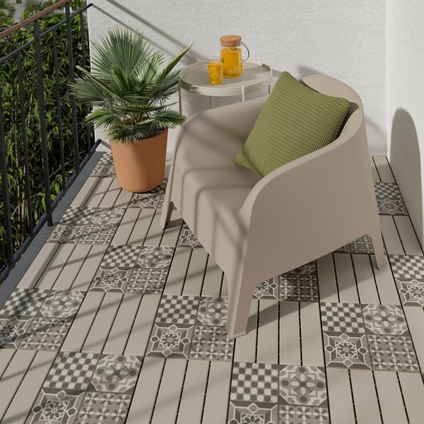 RUNNEN floor decking, outdoor, beige, 0.81 m²