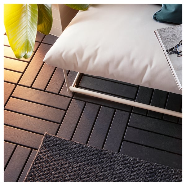 RUNNEN - RUNNEN Floor decking, outdoor, dark grey, 0.81 m²