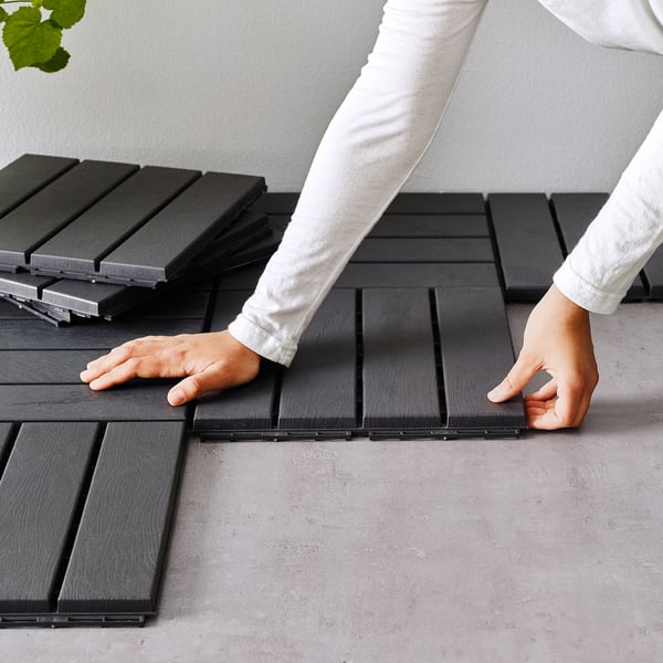 RUNNEN floor decking, outdoor, dark grey, 0.81 m²